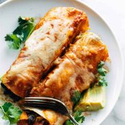 Vegetarian enchiladas on a plate
